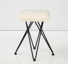 Italian 1950s Wrought Iron Square Upholstered Stools - 2948340