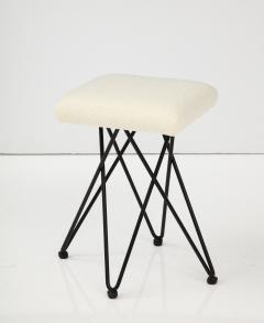 Italian 1950s Wrought Iron Square Upholstered Stools - 2948342