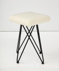 Italian 1950s Wrought Iron Square Upholstered Stools - 2948343