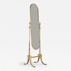 Italian 1950s brass free standing mirror with splayed legs - 4361741