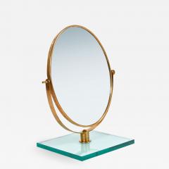 Italian 1950s brass table mirror on glass stand in the style of Gio Ponti - 1281819