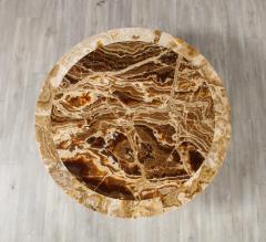 Italian 1960s Circular Coffee Table with Oak Fluted Base and Agate Top - 2923825