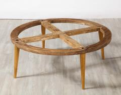Italian 1960s Circular Coffee Table with Oak Fluted Base and Agate Top - 2923830
