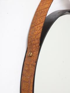 Italian 1960s Circular Floating Mirror with Leather Strap - 2479653