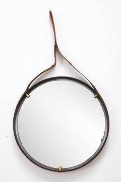 Italian 1960s Circular Floating Mirror with Leather Strap - 2479655