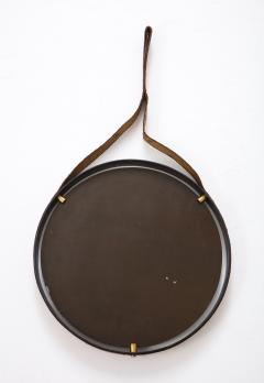 Italian 1960s Circular Floating Mirror with Leather Strap - 2479656