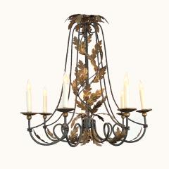 Italian 1960s Iron and Gilt tole 7 light Chandelier - 3890500