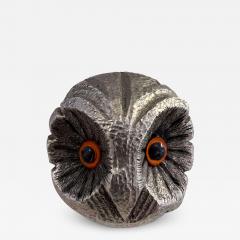 Italian 1960s Silver Owl Paperweight - 3402242