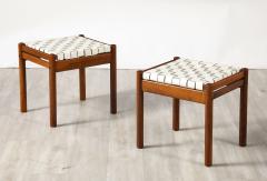 Italian 1960s Walnut Stools with Woven Leather Seats - 3926853