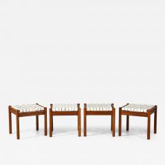 Italian 1960s Walnut Stools with Woven Leather Seats - 3930721