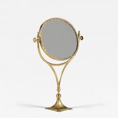 Italian 1960s oval brass table mirror on stand - 4361740