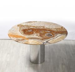 Italian 1970s Agate Center Dining Table with Chrome Cylindrical Base - 4420673