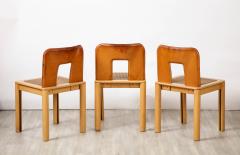 Italian 1970s Dining Chairs with Leather Wood Cane Seats Italy circa 1970 - 3362128