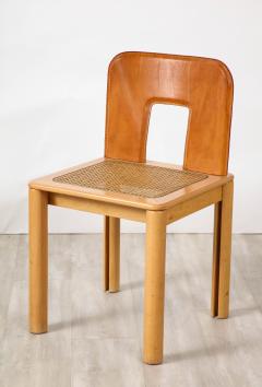 Italian 1970s Dining Chairs with Leather Wood Cane Seats Italy circa 1970 - 3362129