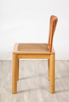 Italian 1970s Dining Chairs with Leather Wood Cane Seats Italy circa 1970 - 3362130