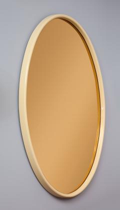 Italian 1970s Lacquered and Rose Gold Glass Oval Mirror - 1204387