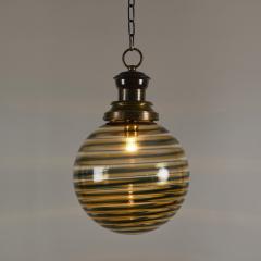 Italian 1970s Murano amber and black swirl ball pendant - 3605220