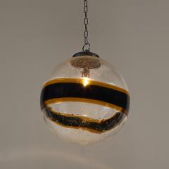 Italian 1970s Murano black and gold swirl ball pendant - 3605212