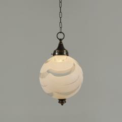 Italian 1970s Murano white swirl ball pendant - 3605215