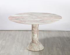 Italian 1970s Pink Veined Marble Center or Dining Pedestal Table - 4409796