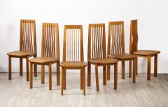 Italian 1970s Set of Six Maple and Cane Dining Chairs Italy circa 1970 - 3362243
