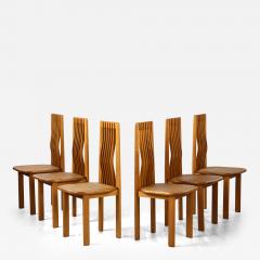 Italian 1970s Set of Six Maple and Cane Dining Chairs Italy circa 1970 - 3363249