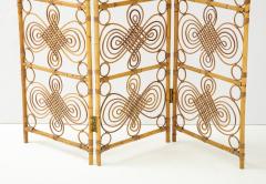 Italian 1970s Three Panel Bamboo Decorative Screen - 2090884