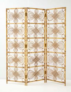 Italian 1970s Three Panel Bamboo Decorative Screen - 2090886