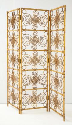 Italian 1970s Three Panel Bamboo Decorative Screen - 2090889