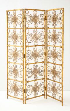 Italian 1970s Three Panel Bamboo Decorative Screen - 2090891