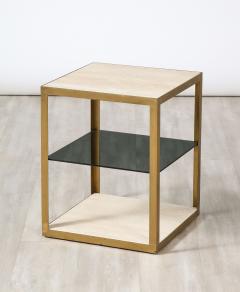 Italian 1970s Travertine and Smoked Glass Side Table - 2653743