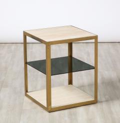 Italian 1970s Travertine and Smoked Glass Side Table - 2653744