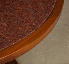 Italian 1970s Walnut Circular Dining Table with Marble Top - 2093308