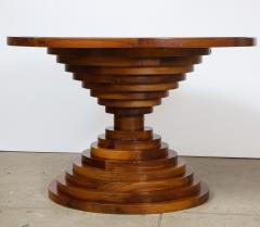 Italian 1970s Walnut Circular Dining Table with Marble Top - 2093312