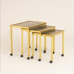 Italian 1970s brass nest of three tables - 1759740