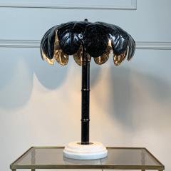 Italian 1980 s Black Palm Tree Lamp on a Marble Base - 3031088