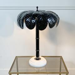 Italian 1980 s Black Palm Tree Lamp on a Marble Base - 3031089