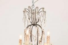 Italian 19th Century 10 Light Crystal and Iron Chandelier with Scrolling Arms - 3441711