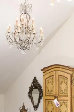 Italian 19th Century 10 Light Crystal and Iron Chandelier with Scrolling Arms - 3441715