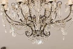 Italian 19th Century 10 Light Crystal and Iron Chandelier with Scrolling Arms - 3441856