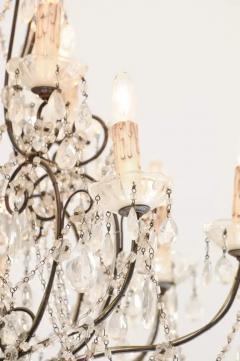 Italian 19th Century 10 Light Crystal and Iron Chandelier with Scrolling Arms - 3441901