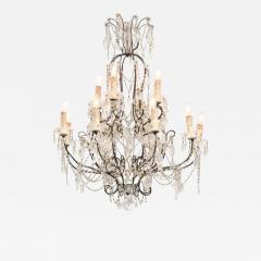 Italian 19th Century 10 Light Crystal and Iron Chandelier with Scrolling Arms - 3444433