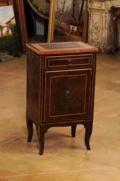 Italian 19th Century Bedside Table with Inlaid D cor Single Drawer and Door - 3544731