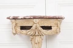Italian 19th Century Carved Demi Lune Marble Top Console Table - 1354958