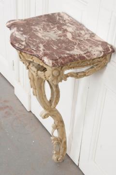 Italian 19th Century Carved Demi Lune Marble Top Console Table - 1354962