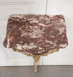 Italian 19th Century Carved Demi Lune Marble Top Console Table - 1354969