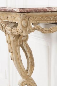 Italian 19th Century Carved Demi Lune Marble Top Console Table - 1354973