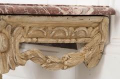 Italian 19th Century Carved Demi Lune Marble Top Console Table - 1354980