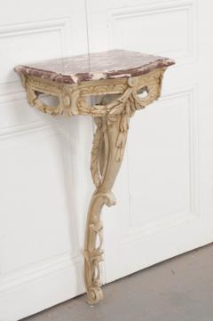 Italian 19th Century Carved Demi Lune Marble Top Console Table - 1354982