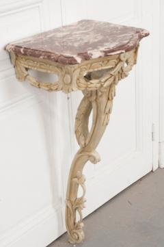 Italian 19th Century Carved Demi Lune Marble Top Console Table - 1354999